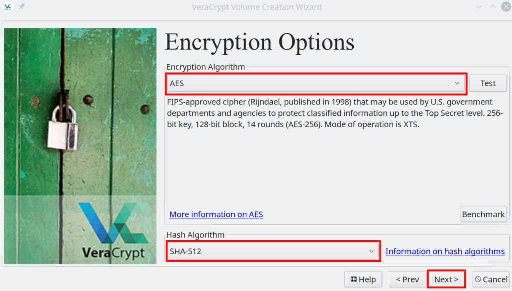 veracrypt encryption screen