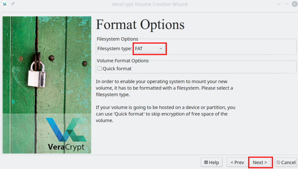 veracrypt encryption screen