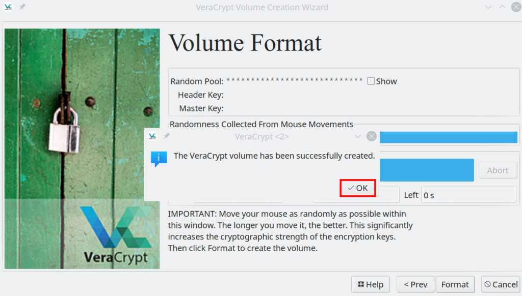 veracrypt encryption screen