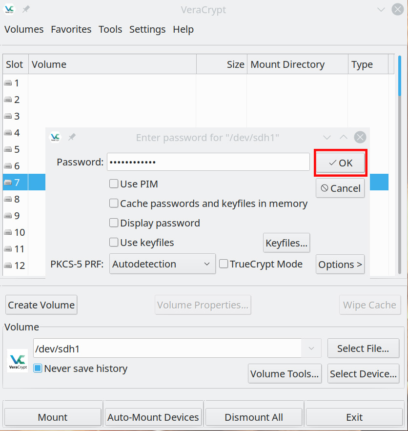 veracrypt window