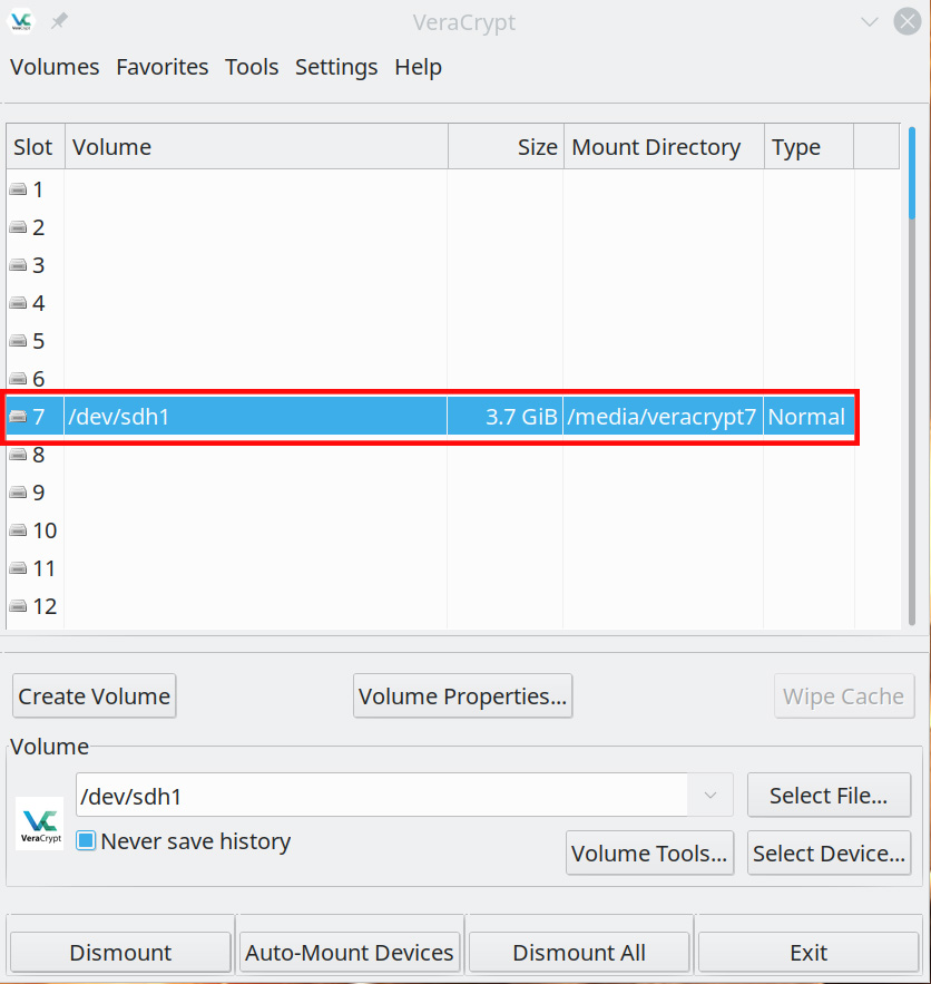 veracrypt window