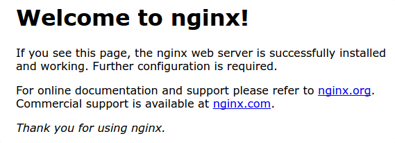 welcome to nginx splash screen