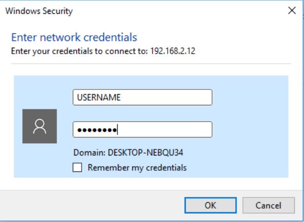 windows credentials dialog