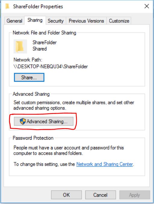 advanced sharing button