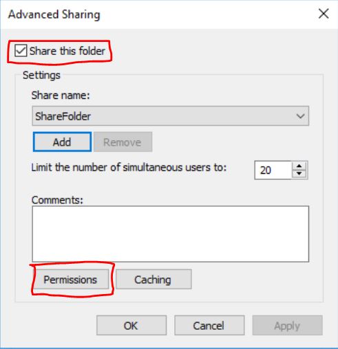 windows sharing permissions