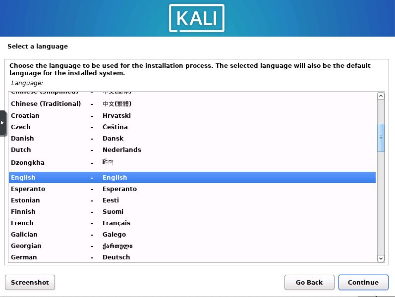 kali select language