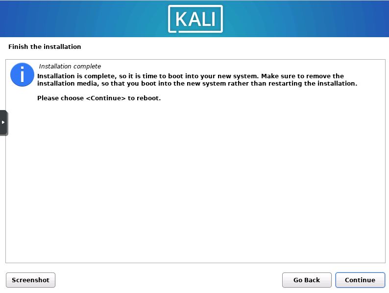 reboot kali system