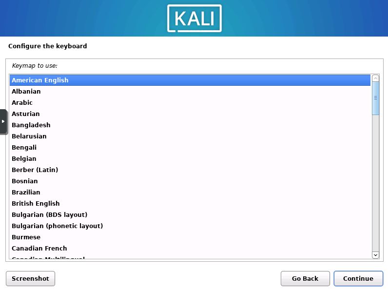 select keyboard layout