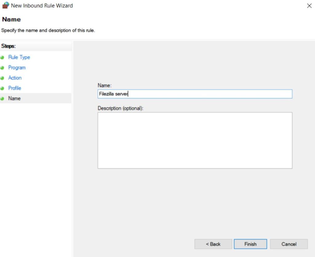 set a name for firewall rule