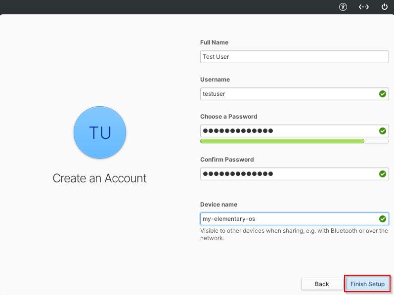 set up user profile Elementary OS