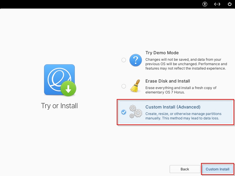 custom install Elementary OS