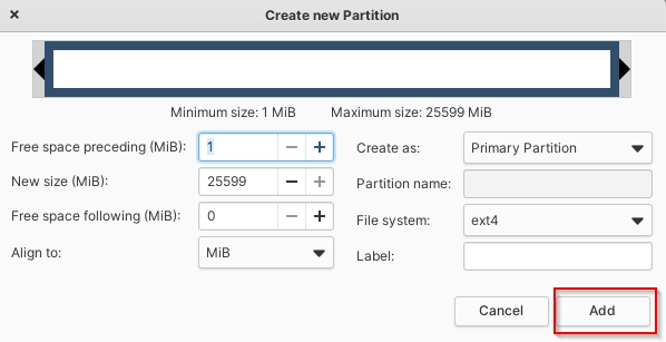 configure the new partition