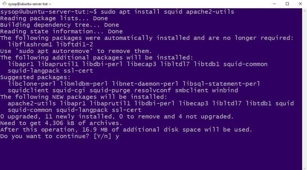 install squid and apache2-utils