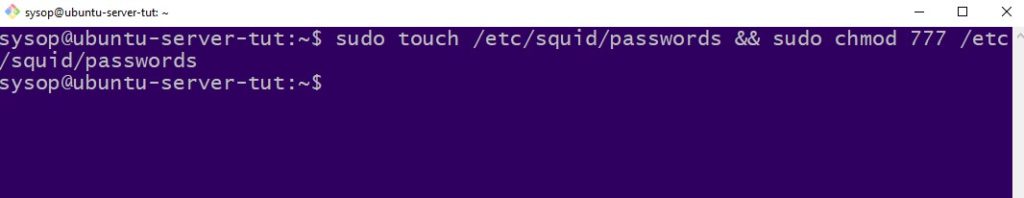 touch and create squid passwords file