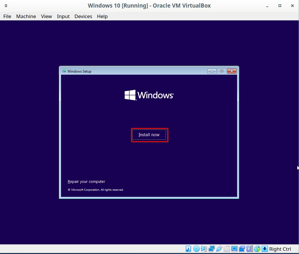 click install windows 10 now