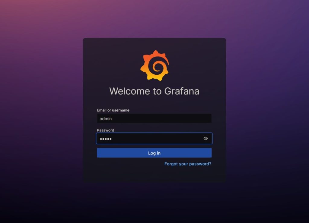 login to the test grafana account