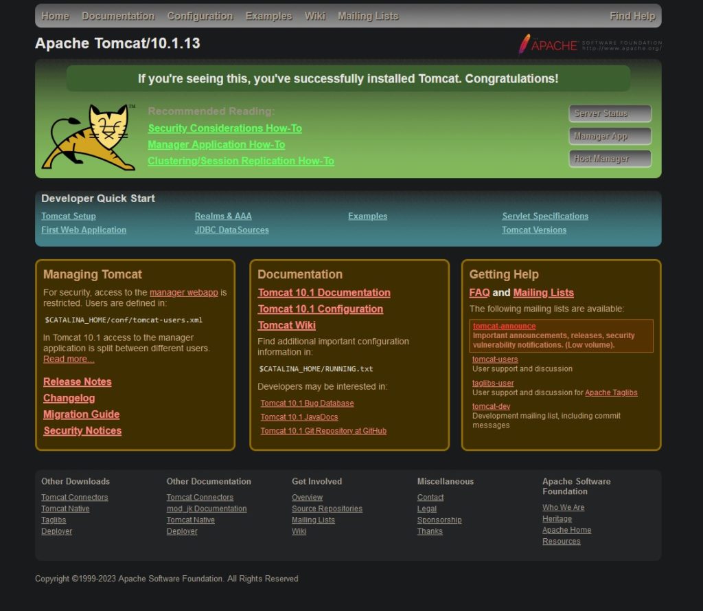 test apache tomcat